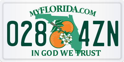 FL license plate 0284ZN