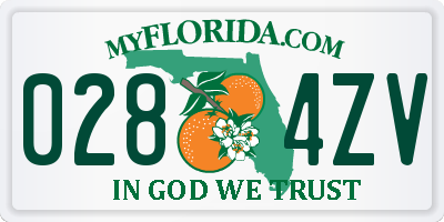 FL license plate 0284ZV