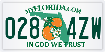 FL license plate 0284ZW