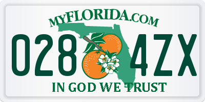 FL license plate 0284ZX