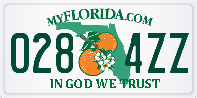 FL license plate 0284ZZ