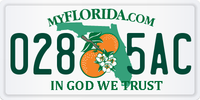 FL license plate 0285AC