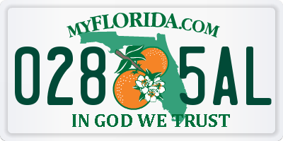 FL license plate 0285AL