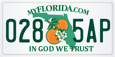 FL license plate 0285AP