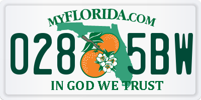 FL license plate 0285BW