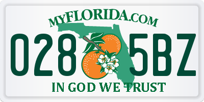 FL license plate 0285BZ