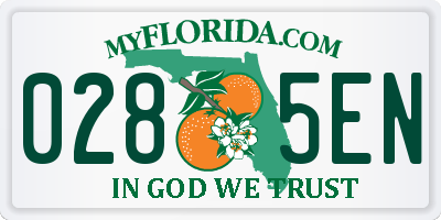 FL license plate 0285EN