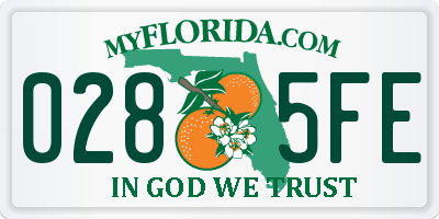 FL license plate 0285FE