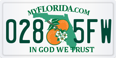 FL license plate 0285FW