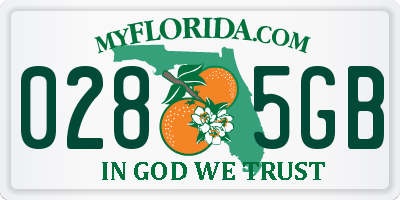 FL license plate 0285GB