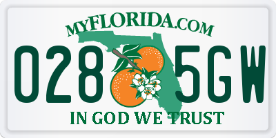 FL license plate 0285GW