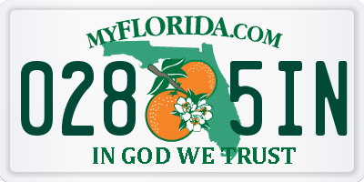 FL license plate 0285IN