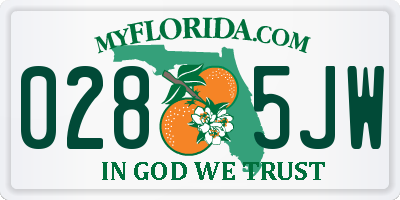 FL license plate 0285JW