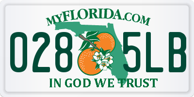 FL license plate 0285LB