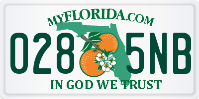 FL license plate 0285NB