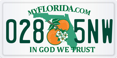 FL license plate 0285NW