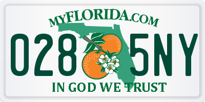 FL license plate 0285NY