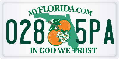 FL license plate 0285PA