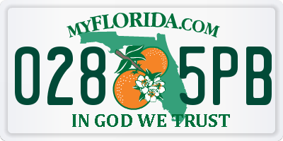 FL license plate 0285PB