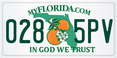 FL license plate 0285PV