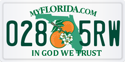 FL license plate 0285RW