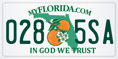 FL license plate 0285SA
