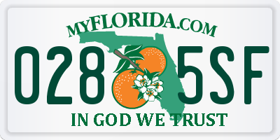 FL license plate 0285SF