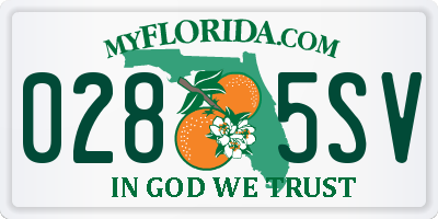 FL license plate 0285SV