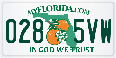 FL license plate 0285VW