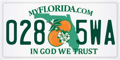 FL license plate 0285WA