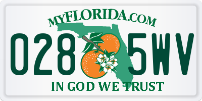 FL license plate 0285WV