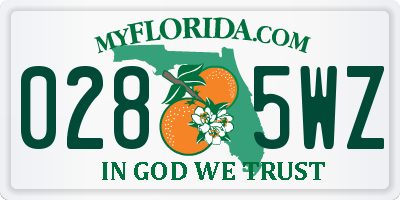 FL license plate 0285WZ