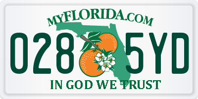 FL license plate 0285YD