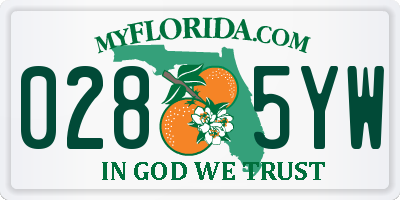 FL license plate 0285YW