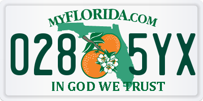 FL license plate 0285YX