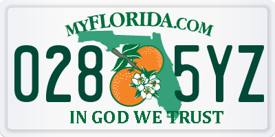 FL license plate 0285YZ