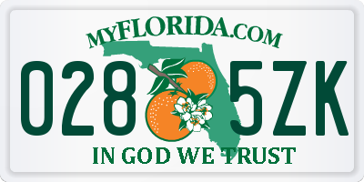 FL license plate 0285ZK