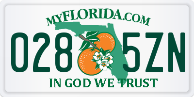 FL license plate 0285ZN
