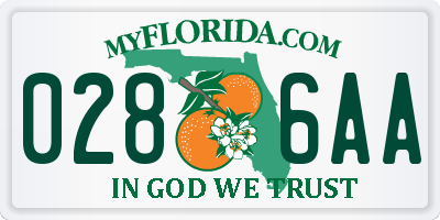 FL license plate 0286AA