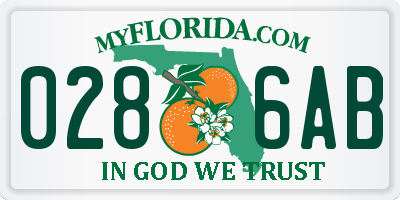 FL license plate 0286AB