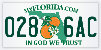 FL license plate 0286AC