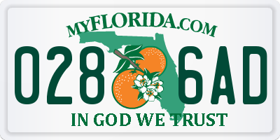 FL license plate 0286AD