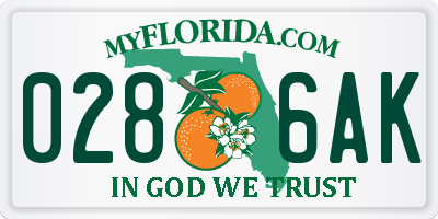 FL license plate 0286AK