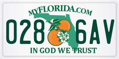 FL license plate 0286AV