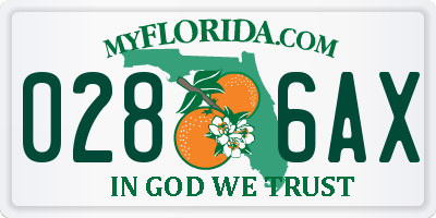 FL license plate 0286AX