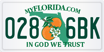 FL license plate 0286BK