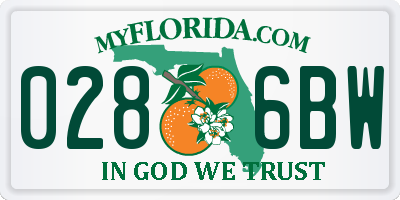 FL license plate 0286BW