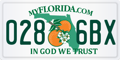 FL license plate 0286BX