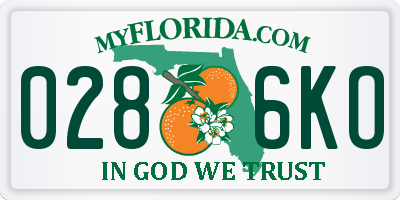 FL license plate 0286KO