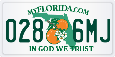 FL license plate 0286MJ